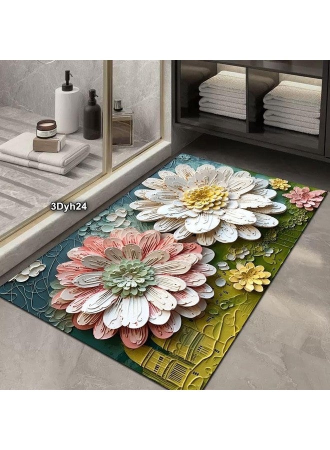 Rylan Bathroom Mat,Door mat Door Mat, Rubber Non-Slip Quick Dry Rugs Fit Under Door Super Absorbent Thin Fashion Washable Oval Floor Bath Mat for Bathroom, Bathtub, Shower and Sink (1, Sun Flower) - Image 3
