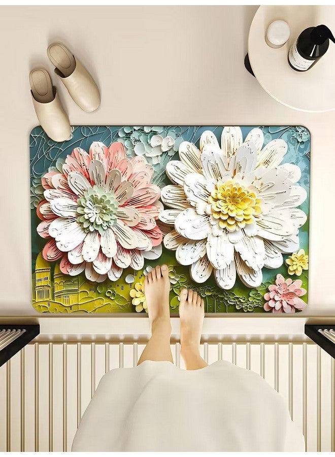 Rylan Bathroom Mat,Door mat Door Mat, Rubber Non-Slip Quick Dry Rugs Fit Under Door Super Absorbent Thin Fashion Washable Oval Floor Bath Mat for Bathroom, Bathtub, Shower and Sink (1, Sun Flower) - Image 2