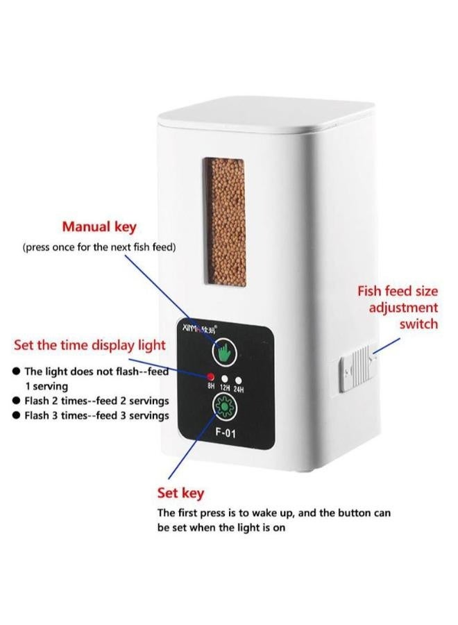 جهاز تغذية الأسماك الأوتوماتيكي لحوض السمك، مزود بتوقيت ذكي، وسعة عالية - F-01 سعة 400 مل - Image 3