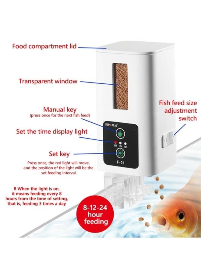 جهاز تغذية الأسماك الأوتوماتيكي لحوض السمك، مزود بتوقيت ذكي، وسعة عالية - F-01 سعة 400 مل - Image 4
