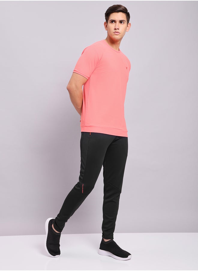Technosport Men Black Solid Elasticated Waistband Track Pants  - Image 4