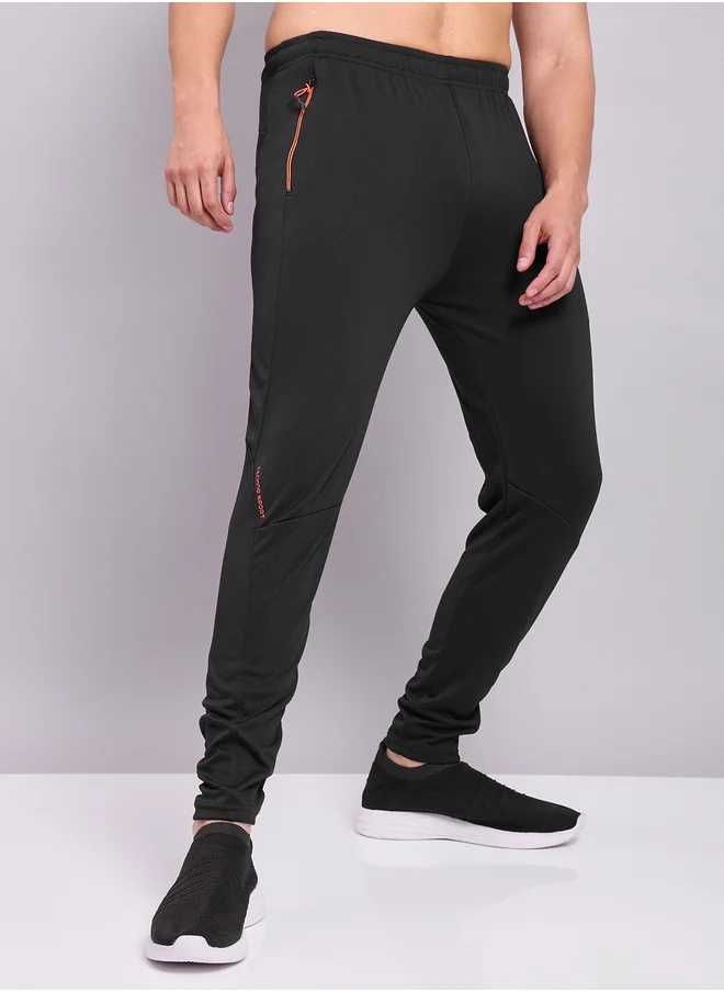 Technosport Men Black Solid Elasticated Waistband Track Pants