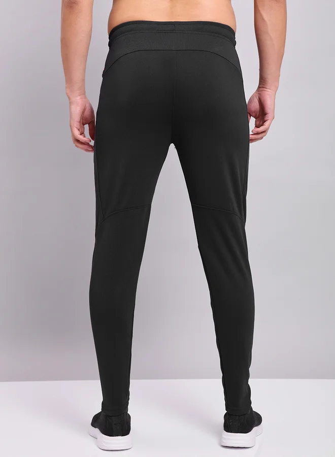 Technosport Men Black Solid Elasticated Waistband Track Pants