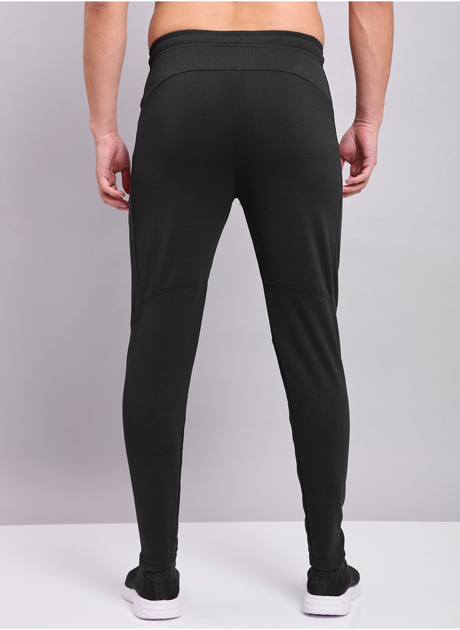 Technosport Men Black Solid Elasticated Waistband Track Pants  - Image 3
