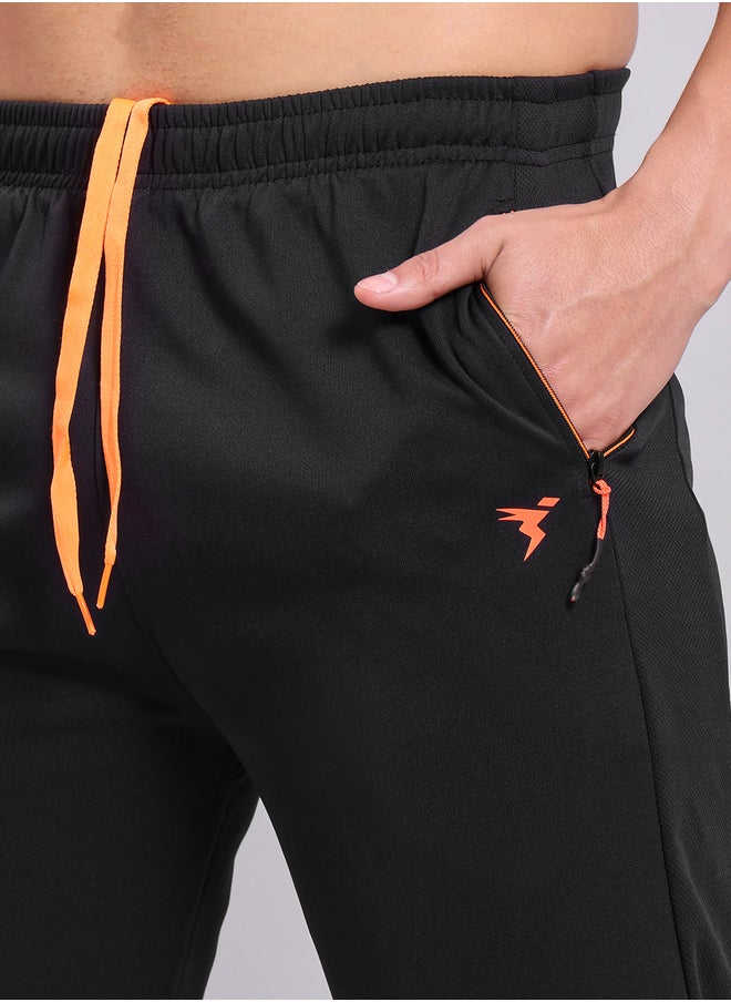 Technosport Men Black Solid Elasticated Waistband Track Pants  - Image 2