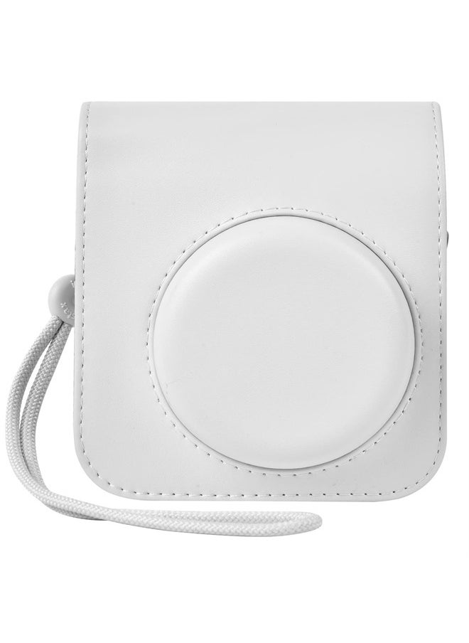 Protective Case Compatible with Instax Mini 12 Instant Camera, Portable Travel Storage Cover Bag for Polaroid Mini 12 with Photos Pocket & Adjustable Shoulder Strap (Box Only)-Ashy White