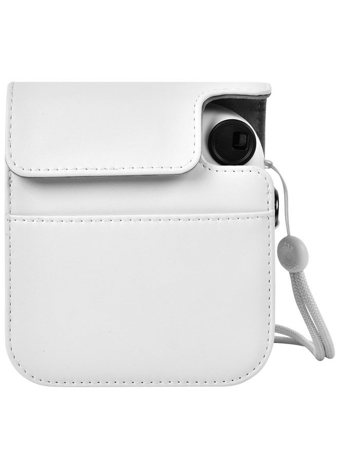Protective Case Compatible with Instax Mini 12 Instant Camera, Portable Travel Storage Cover Bag for Polaroid Mini 12 with Photos Pocket & Adjustable Shoulder Strap (Box Only)-Ashy White