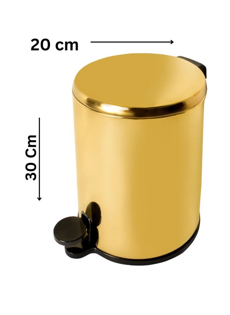 Primanova Trash Can Stainless Steel With Soft Close Lid And Foot Pedal 6 Liter -Gold  - Image 2