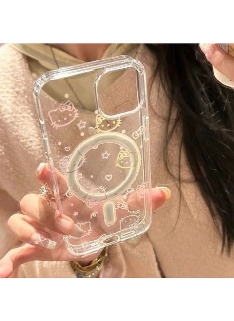 Dog Snowman For Apple IPhone16PROMAX With AI Camera Touch Smart Button Magnetic Suction Phone Case-Color:[camera Button] Magnetic Shell-ying White Line Cat-Applicable Models:Apple 16pro