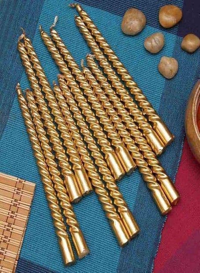 Kuber Selection مجموعة كوبر المختارة من 8 قطع من الشموع الذهبية الحلزونية المصممة بطول 10 بوصات للحفلات والاستخدام اليومي (عبوة من 8 قطع، ذهبية) (10 بوصات) (عبوة من 8 قطع 10 بوصات، ذهبية) - Image 2
