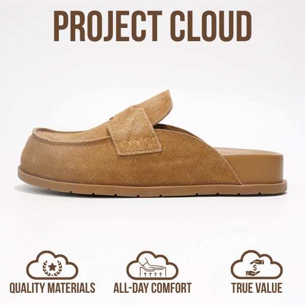 Project Cloud Genuine Suede Womens Clog - Memory Foam Arch Support Non-Slip Sole Mules & Clogs for Women Footwear - Platform Winter Shoes (Foamy,CHSTNUTSU, 8) - Image 3