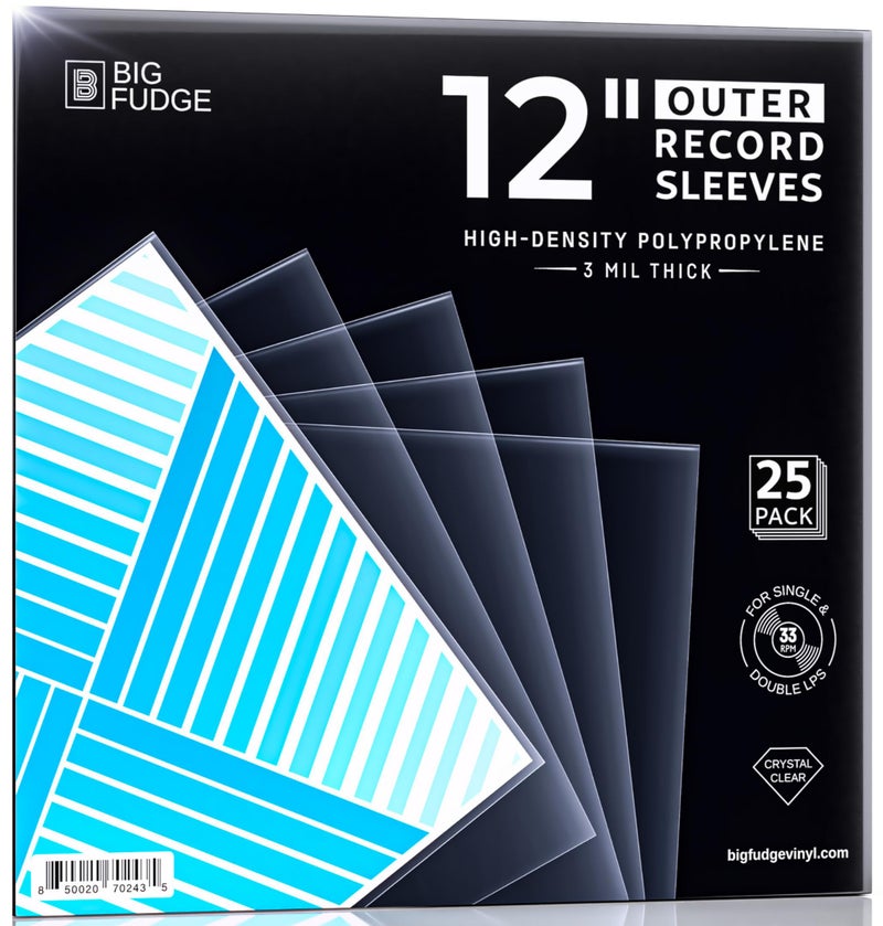 Big Fudge 25x Vinyl Record Inner Sleeves - Round Corners for 12" Records - Vinyl Record Sleeves in Heavyweight & Acid Free Paper - Protective LP Album Cover - White - Image 1