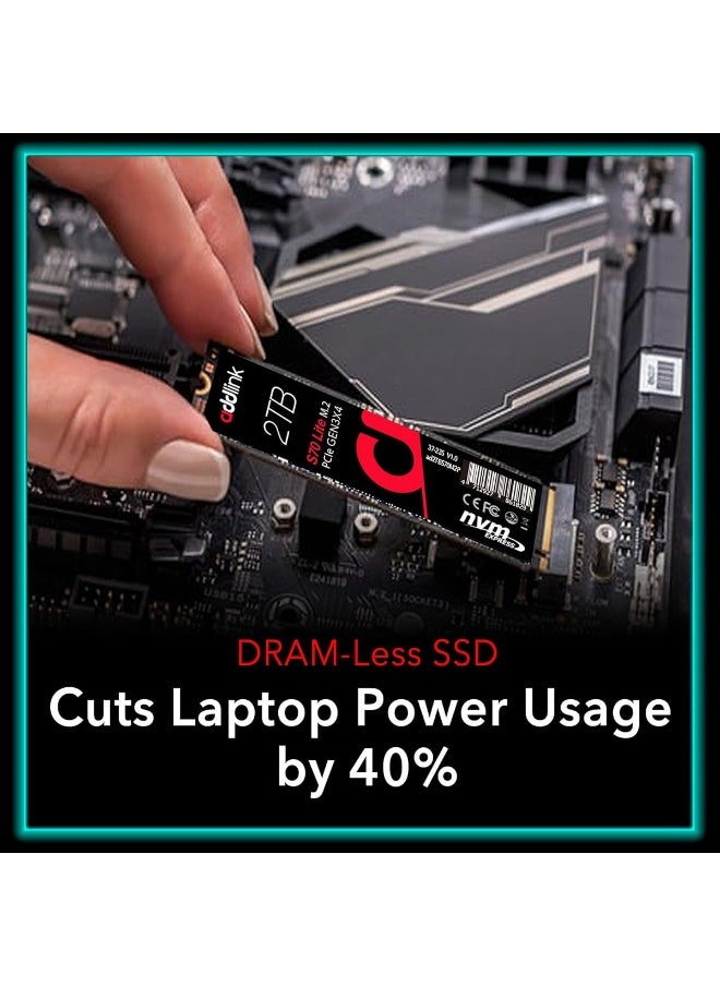addlink S70 Lite 2TB Ultra Durability Gaming SSD Maximum Speed 3500 MB/s Internal Solid State Hard Drive - M.2 2280 PCIe 3.0 NVMe Gen3X4 3D NAND SSD AD2TBS70LTM2P  - Image 4