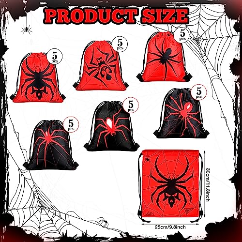 Lothee 30 Pcs Spider Drawstring Goodie Gift Bags Spider Party Favors Hero Birthday Party Decoration Supplies Spiderweb Candy Treat Bags - Image 3