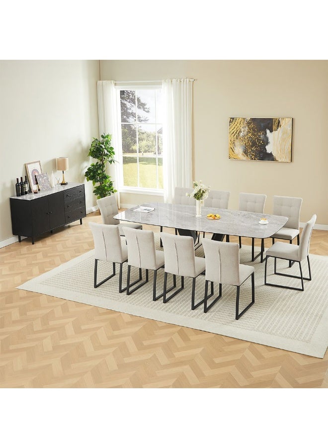 DANUBE HOME Midland 1+10 High Gloss Stone Top Dining Set – Luxury Modern Dining Table With 10 Stylish Chairs, Elegant Living & Dining Room Furniture, Sleek Durable Premium Finish -Grey & Black - Image 2