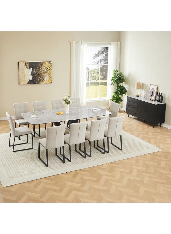 DANUBE HOME Midland 1+10 High Gloss Stone Top Dining Set – Luxury Modern Dining Table With 10 Stylish Chairs, Elegant Living & Dining Room Furniture, Sleek Durable Premium Finish -Grey & Black - Image 1