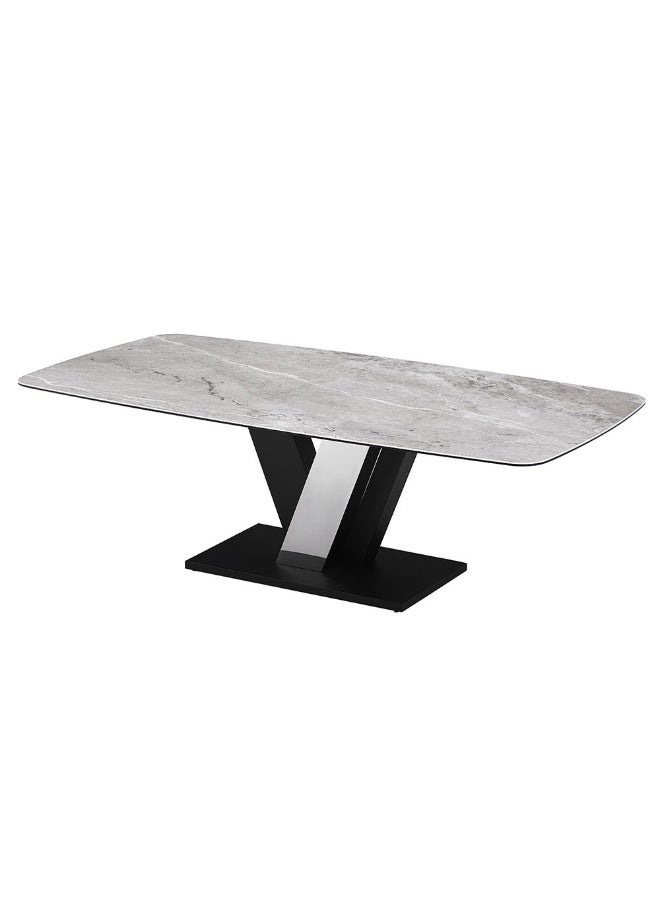 DANUBE HOME Midland 1+10 High Gloss Stone Top Dining Set – Luxury Modern Dining Table With 10 Stylish Chairs, Elegant Living & Dining Room Furniture, Sleek Durable Premium Finish -Grey & Black - Image 3