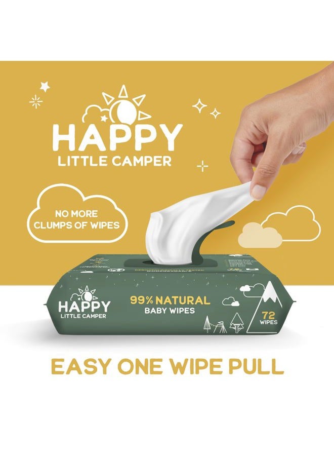 Happy Little Camper Natural Baby Wipes Unscented - Hypoallergenic & Chlorine-Free Wet Wipes with Aloe Vera, Chamomile and Pomegranate Extract - Gentle on Sensitive Skin - 72 Count  - Image 3