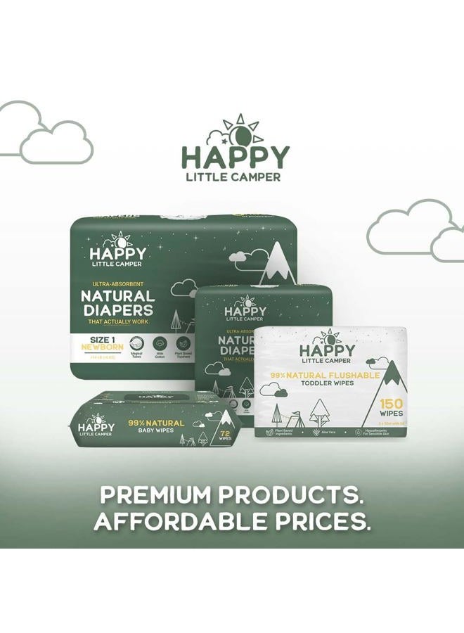 Happy Little Camper Natural Baby Wipes Unscented - Hypoallergenic & Chlorine-Free Wet Wipes with Aloe Vera, Chamomile and Pomegranate Extract - Gentle on Sensitive Skin - 72 Count  - Image 5