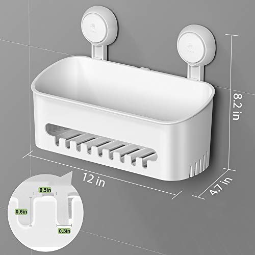 LUXEAR Shower Caddy Suction Cup NO-Drilling Removable Shower Shelf Powerful Heavy Duty Hold up to 22lbs, Waterproof Storage Basket for Shampoo & Toiletries Bathroom & Kitchen Caddy Organizer - Image 3