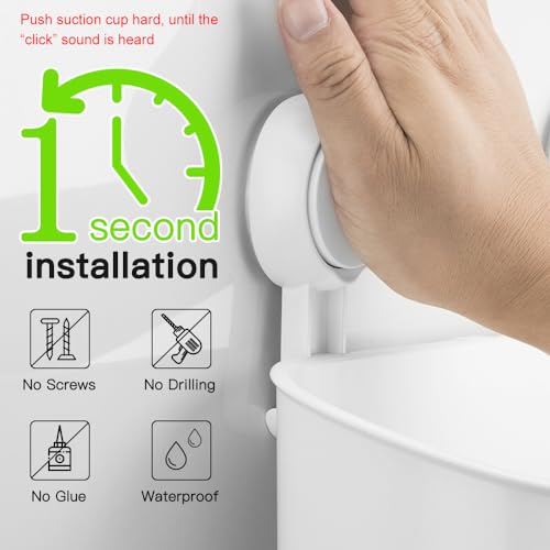 LUXEAR Shower Caddy Suction Cup NO-Drilling Removable Shower Shelf Powerful Heavy Duty Hold up to 22lbs, Waterproof Storage Basket for Shampoo & Toiletries Bathroom & Kitchen Caddy Organizer - Image 4