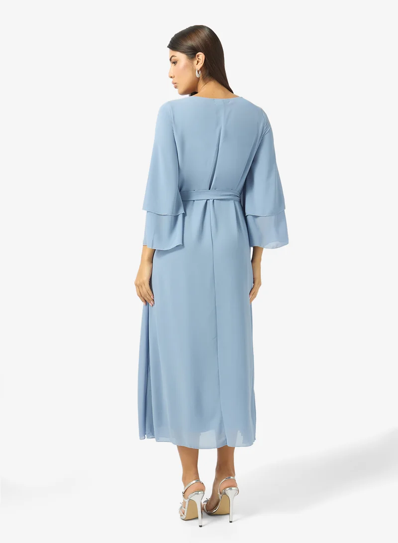 Khizana Embellished Cape Sleeve Dress