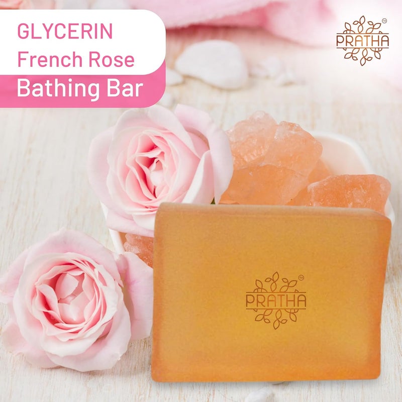 Pratha Natural Glycerin Herbal French Rose Soap 100gm Moisturizing and Gentle Cleansing with a Delicate Floral Scent Pack of 2 - Image 2