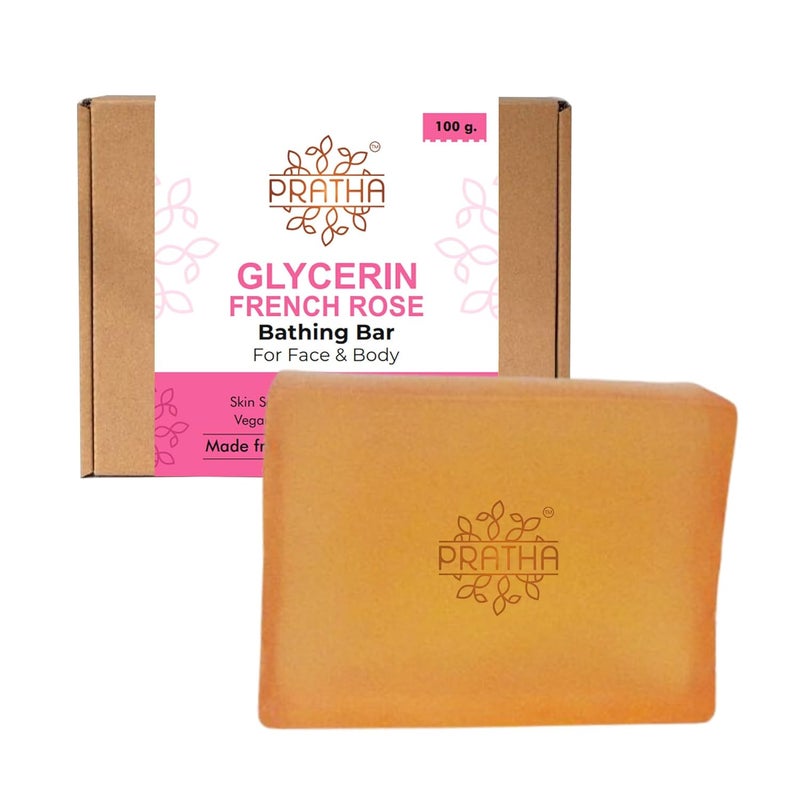 Pratha Natural Glycerin Herbal French Rose Soap 100gm Moisturizing and Gentle Cleansing with a Delicate Floral Scent Pack of 2 - Image 1