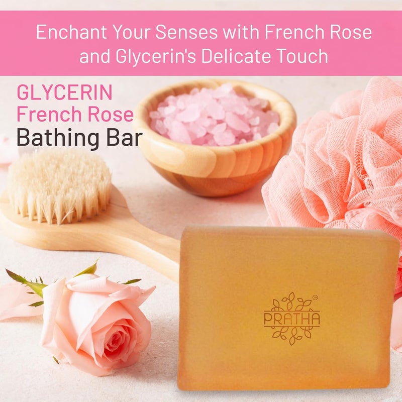 Pratha Natural Glycerin Herbal French Rose Soap 100gm Moisturizing and Gentle Cleansing with a Delicate Floral Scent Pack of 2 - Image 3