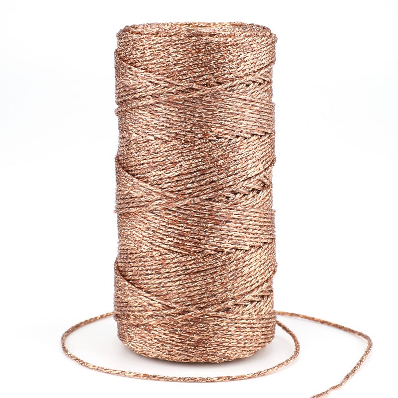 joycraft 110Yards Decorative Metallic Bakers String  Roes Gold Wrapping Twine String  Inelastic  Glitter String for DIY Crafting Christmas Decor Presents15mm