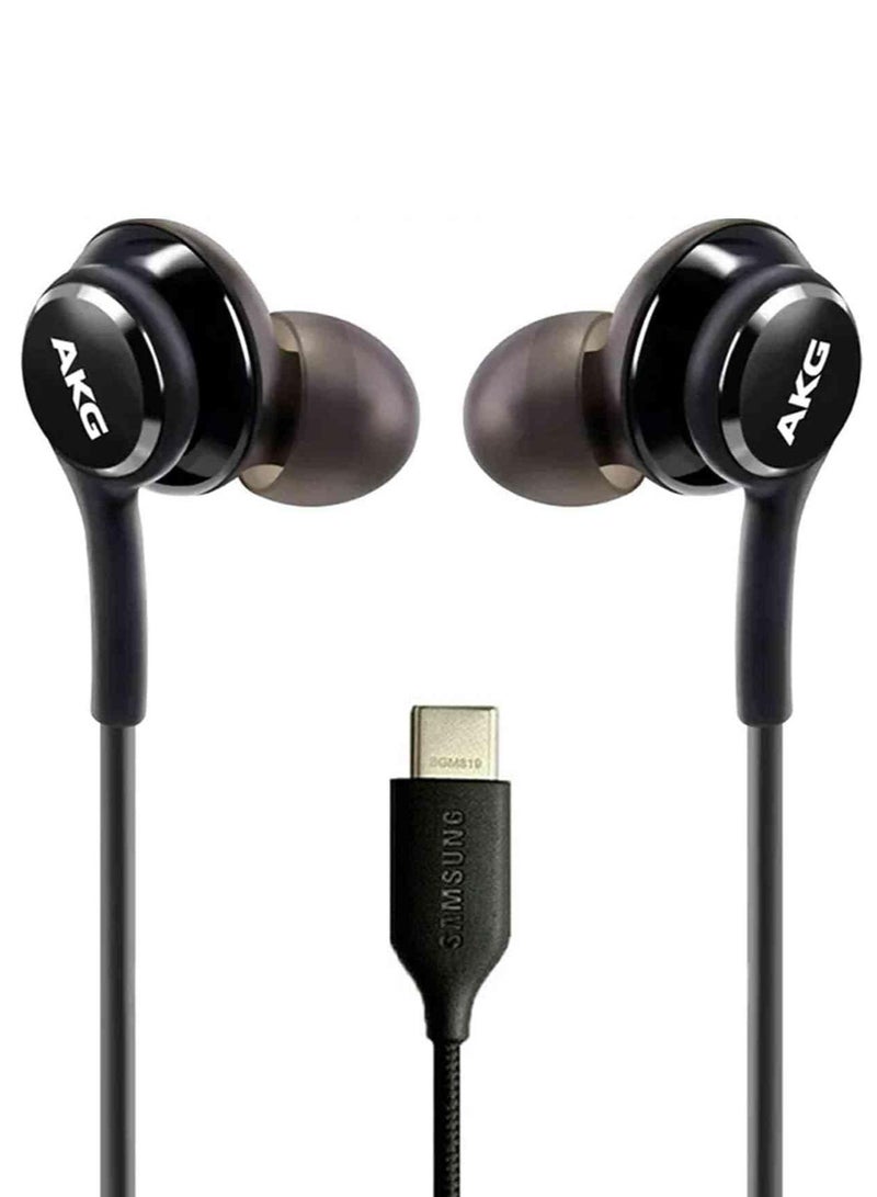 ELTRAZONE OEM 2021 Stereo Headphones for Samsung Galaxy S20 Ultra 5G Braided Cable with Microphone (Black) USB-C Connector - Image 1