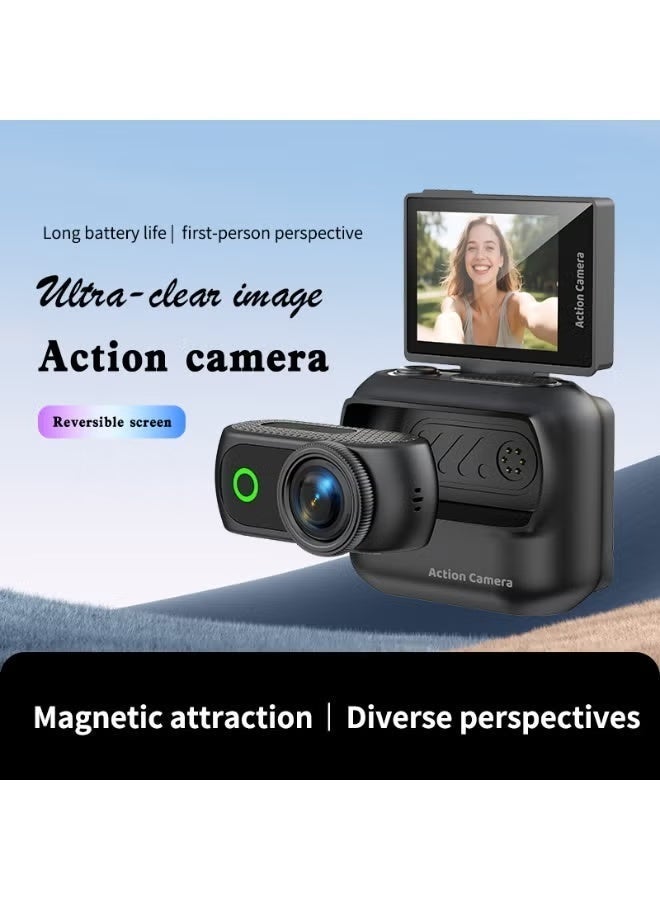 BlueFire Mini Action Camera 1080P HD Magnetic Sports Camera – Portable Wearable Body Cam 1.9 Inch Screen | 360° Wide Angle Lens Hands-Free Vlogging Camera for Cycling Travel Helmet, Bike, and Outdoor Adventure | Compact Mini Video Camera for Daily Recording Kids Parenting - Image 2