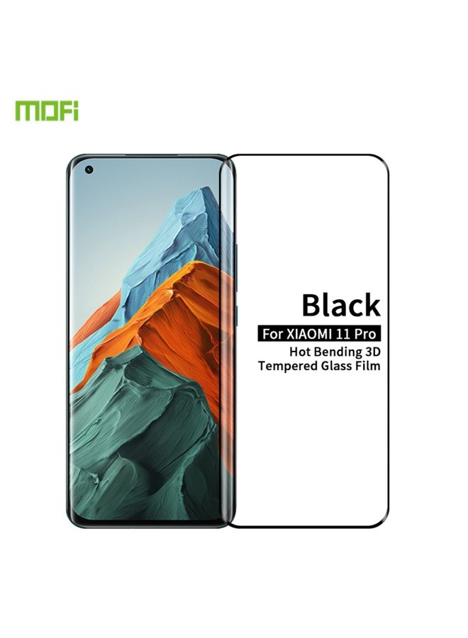 Screen Protector For Xiaomi Mi 11 Pro MOFI 9H 3D Explosion Proof Thermal Bending Full Screen Covered Tempered Glass Film(Black)