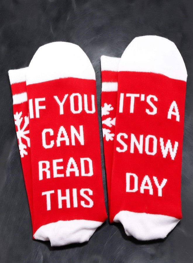 JXGZSO 2 Pairs Teacher Snow Day Gift Snow Lover Socks Can Read This It's A Snow Day Socks Christmas Gift (A Snow Day) - Image 3