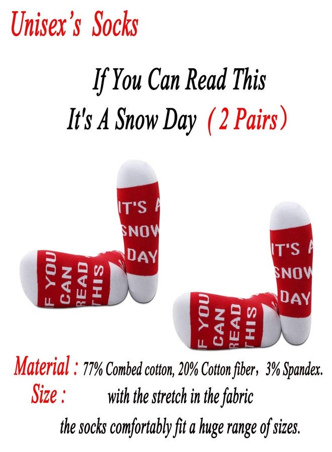 JXGZSO 2 Pairs Teacher Snow Day Gift Snow Lover Socks Can Read This It's A Snow Day Socks Christmas Gift (A Snow Day) - Image 2