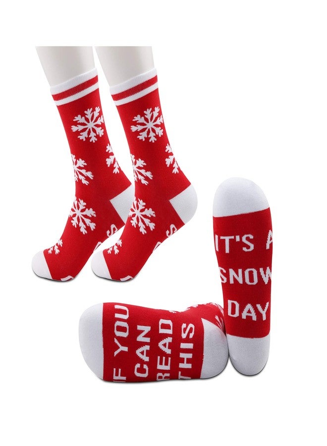JXGZSO 2 Pairs Teacher Snow Day Gift Snow Lover Socks Can Read This It's A Snow Day Socks Christmas Gift (A Snow Day) - Image 1
