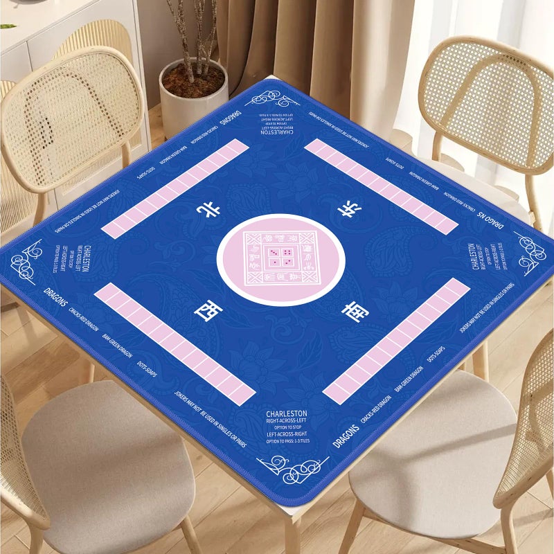 2F22E Mahjong Mat - Non-Slip Noise Reduction Gaming Mat 32.4x32.4 Inch for Mahjong/Poker/Board Games/Card Games/Dominoes (Blue) - Image 5