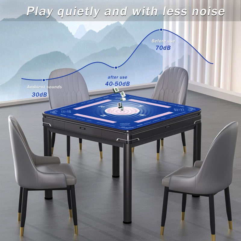 2F22E Mahjong Mat - Non-Slip Noise Reduction Gaming Mat 32.4x32.4 Inch for Mahjong/Poker/Board Games/Card Games/Dominoes (Blue) - Image 4