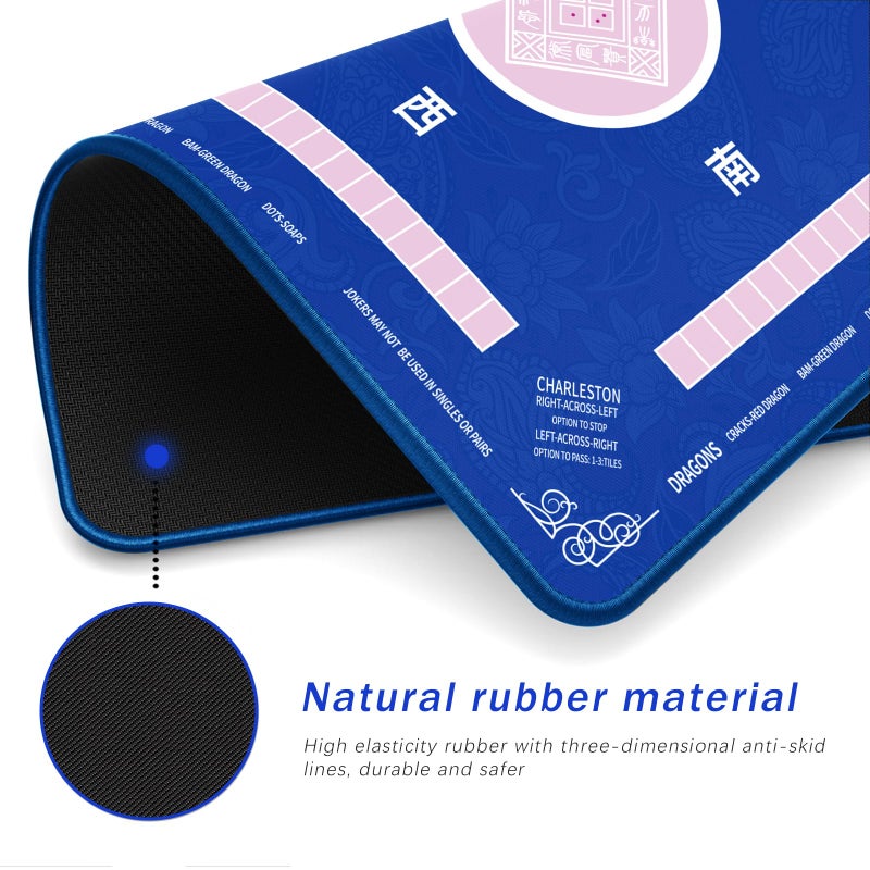 2F22E Mahjong Mat - Non-Slip Noise Reduction Gaming Mat 32.4x32.4 Inch for Mahjong/Poker/Board Games/Card Games/Dominoes (Blue) - Image 2