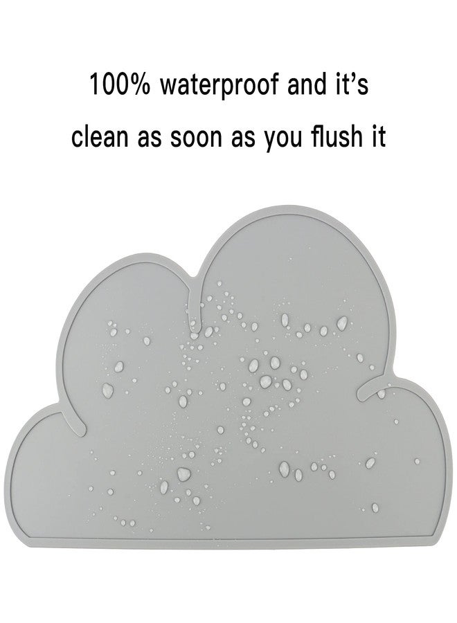 DesignSter Pet Food Mats–Dog Cat Feeding Mat Top Grade Cloud Silicone Pad Anti-Slip Waterproof Anti-Slip Bowl Placemat (Gray) - Image 3