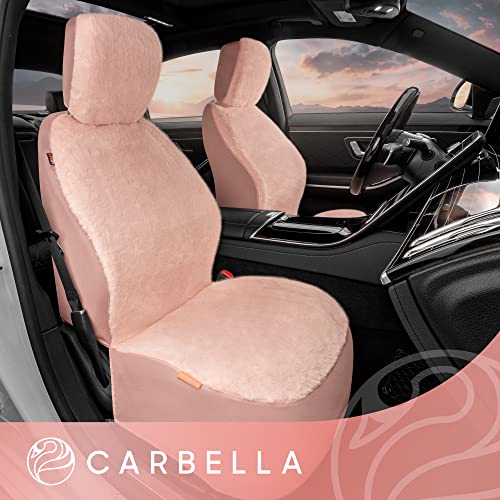 Carbella Sheepskin Car Seat Covers for Women, 2-Pack Faux Fur Car Seat Covers Front Seats Only, Cute Automotive Seat Covers For Cars for Women, Car Accessories for Women (Soft Pink) - Image 3