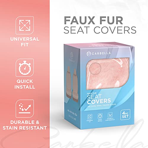 Carbella Sheepskin Car Seat Covers for Women, 2-Pack Faux Fur Car Seat Covers Front Seats Only, Cute Automotive Seat Covers For Cars for Women, Car Accessories for Women (Soft Pink) - Image 2