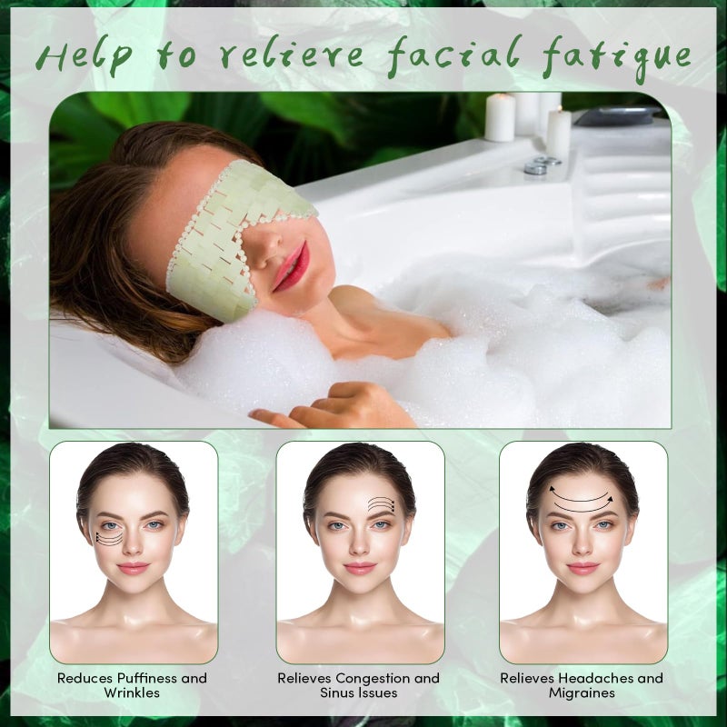ANCKNE Jade Eye Mask, Facial Cooling Mask with 100% Real Jade for Hot & Cold Therapy, Reduce Wrinkles, Puffiness, Migraines, and Anti-Aging - Essential Crystal Eye Mask for Beauticians - Image 3