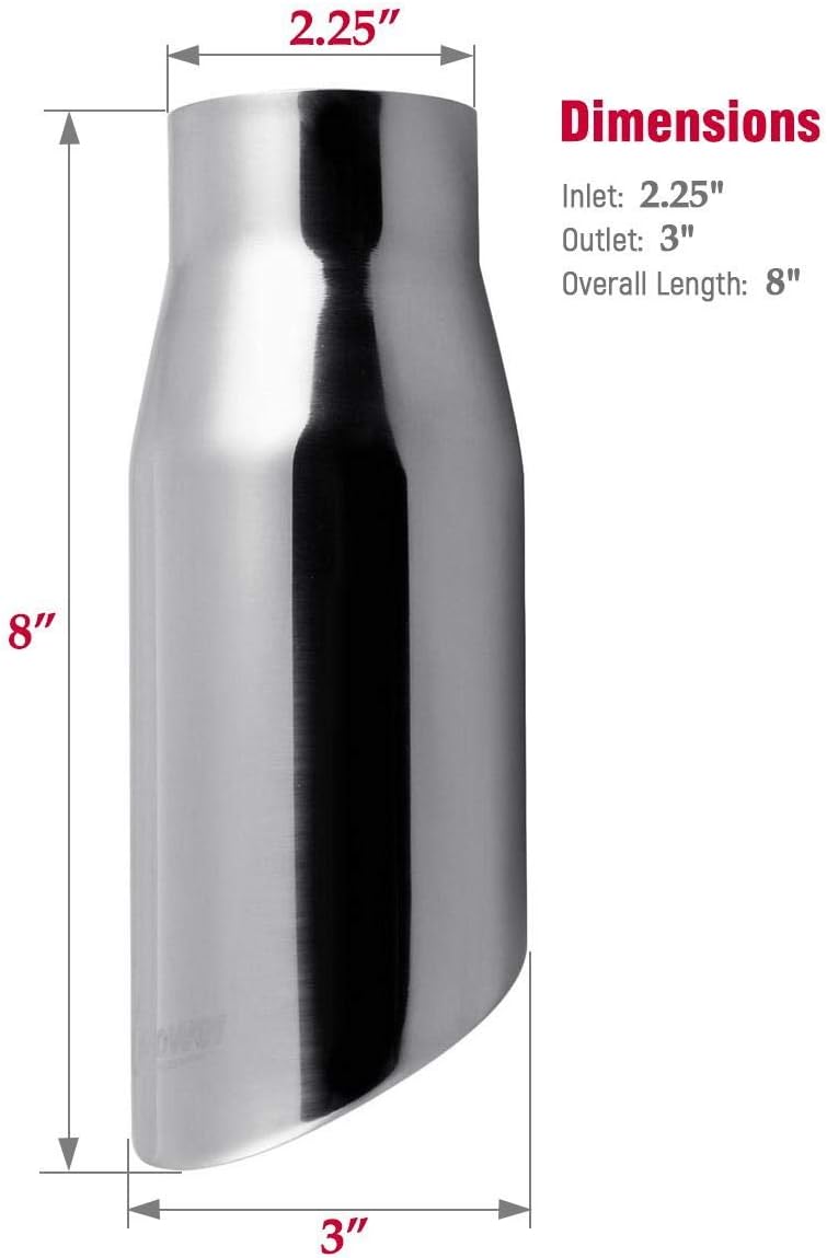 Upower 2.25" to 3" Stainless Steel Exhaust Tip - Image 4