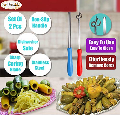 bonballoon 2 pcs Zucchini Squash Cucumber Corer Vegetable Corers Drill Stainless Steel Core Remover Coring Tool Kitchen Stuffed Vegetables Veggies Seed Remover Tools Remove Seeds Eggplant 10" Long Gadgets - Image 3