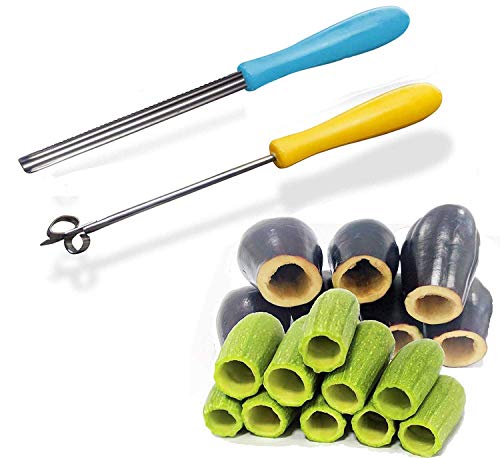 bonballoon 2 pcs Zucchini Squash Cucumber Corer Vegetable Corers Drill Stainless Steel Core Remover Coring Tool Kitchen Stuffed Vegetables Veggies Seed Remover Tools Remove Seeds Eggplant 10" Long Gadgets - Image 1