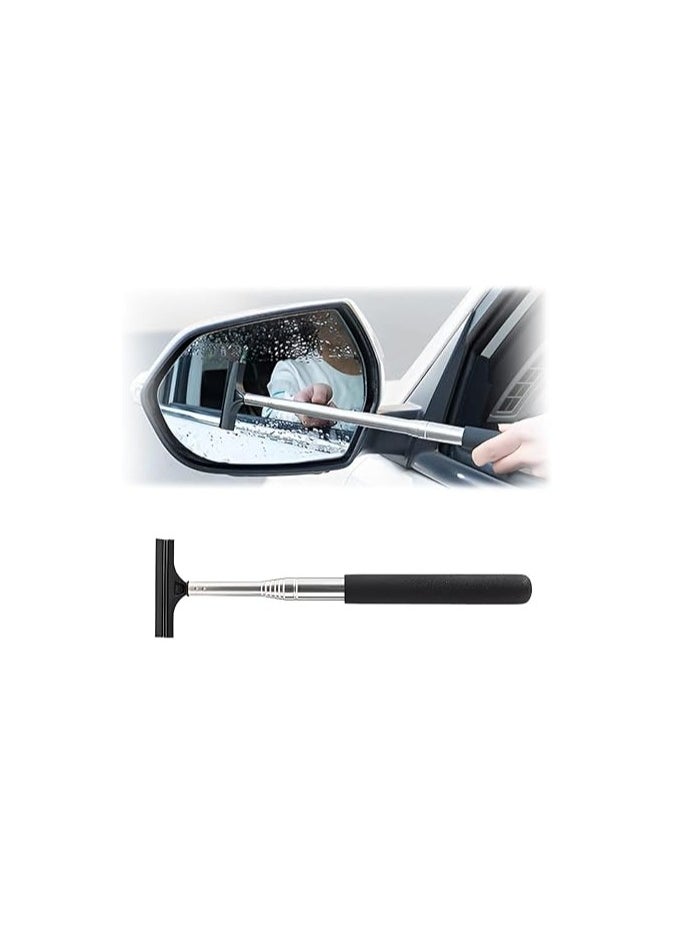 Generic Car Rearview Mirror Wiper, Retractable Auto Glass Squeegee, Water Cleaner with Telescopic Long Rod, Portable Cleaning Tool for All Vehicles, Universal Automotive Accessories  - Image 1