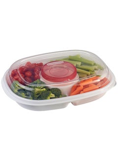 Rubbermaid Party Platter Divided Portable Party Serving Tray Serving-Ware With Lid 5 Extra Large Compartments for Dip Appetizers Snacks Veggies Chips and Holiday Foods 2 Piece  - Image 4