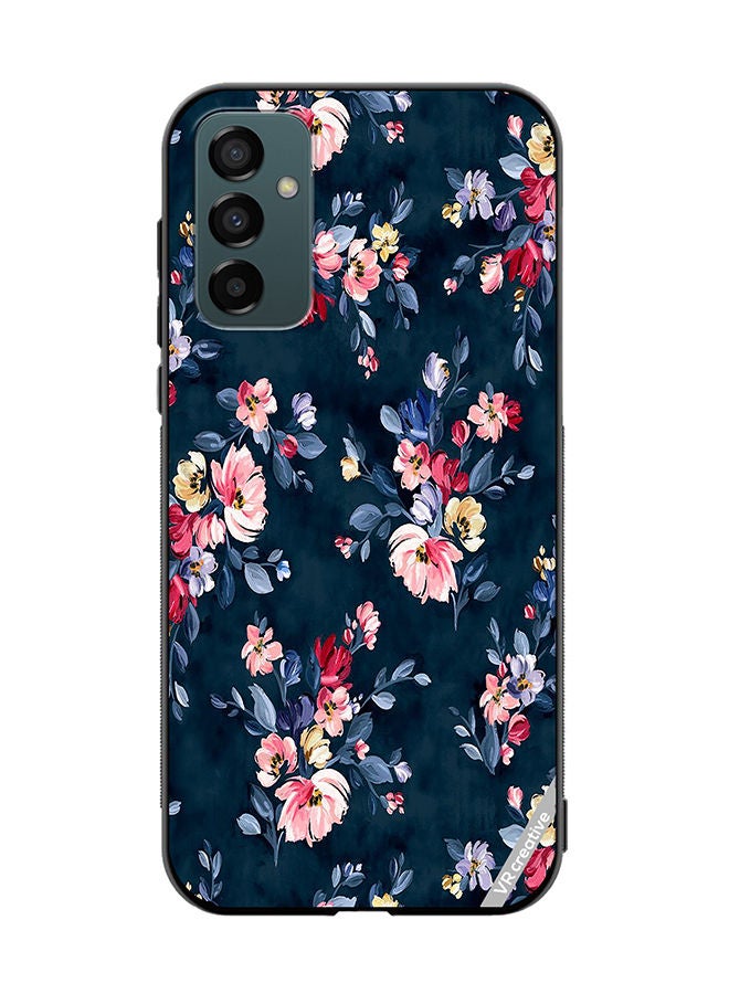 VR CREATIVE Protective Case Cover For Samsung Galaxy F23 A Navy Floral Print With Brightly Coloured Pink And Yellow Flowers On It Design Multicolour - Image 1
