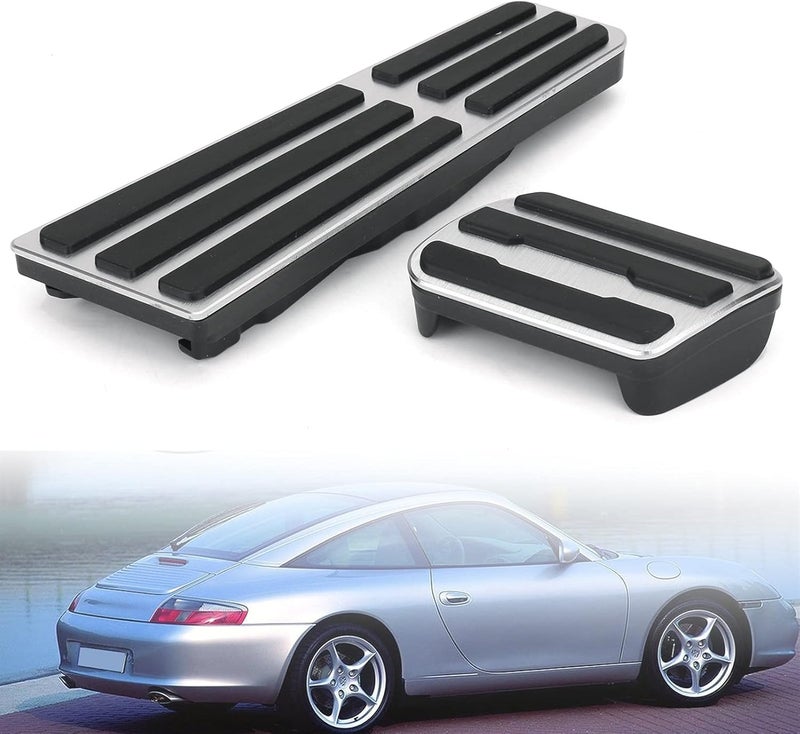 QASULER غطاء دواسة الوقود والفرامل من QASULER المصنوع من الألمنيوم بدون حفر لسيارات بورش - Image 1